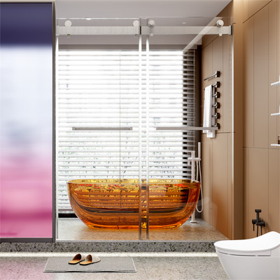 56''-60''W*76'' H  Frameless Double Sliding Soft-Close Shower Door, 3/8'' (10mm) T