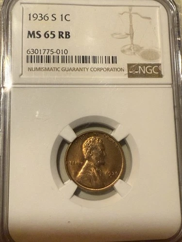 1936 S Lincoln Cent/Penny Ngc 🔥MS65RB 💥