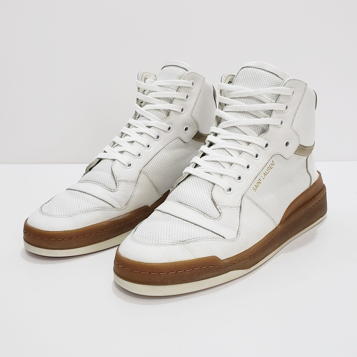 ○サンローラン YVES SAINT LAURENT 牛革 カーフ ハイカットスニーカー 610618 SL24 High-Top Perforated Leather Sneakers  メン  中古 SAINT LAURENT 610618 SL24 Hi Perforated Leather Sneaker Trainer