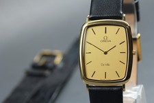 VINTAGE Omega De Ville Cal.1378 Gold Dial Square 26mm Quartz Men's Watch JAPAN