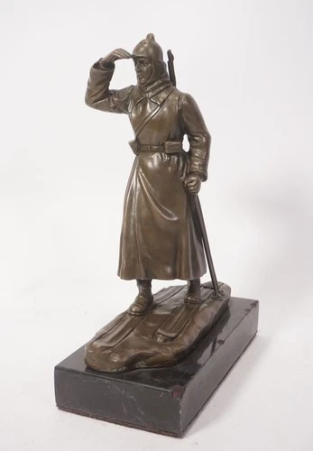 Bronze Sculpture Russian Soldier On Skis 1932 WSSEKOCHUDOSNIK Moskau USSR