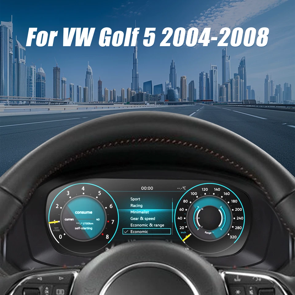 12.3" LCD Dashboard Auto Speedometer Cluster For Volkswagen Golf 5 MK5 2004-2008 - Изображение 3 из 4