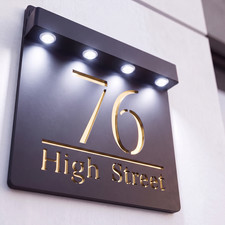 Personalised House Number Sign LED Solar Light Laser Cut Address Door Plaque
