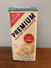 VINTAGE 1969 Nabisco Premium Saltine Crackers  14 oz Tin Metal Canister Made USA