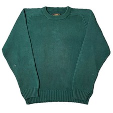 Eddie Bauer Sweater Men's Large Green Cotton Vintage Fisherman Worn Stained