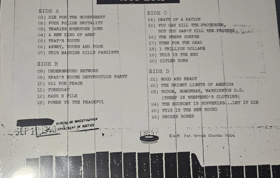 Anti-Flag - Document of Dissent LP 2014 Fat Wreck Chords – 921-1 [SEALED] - Image 4 of 4