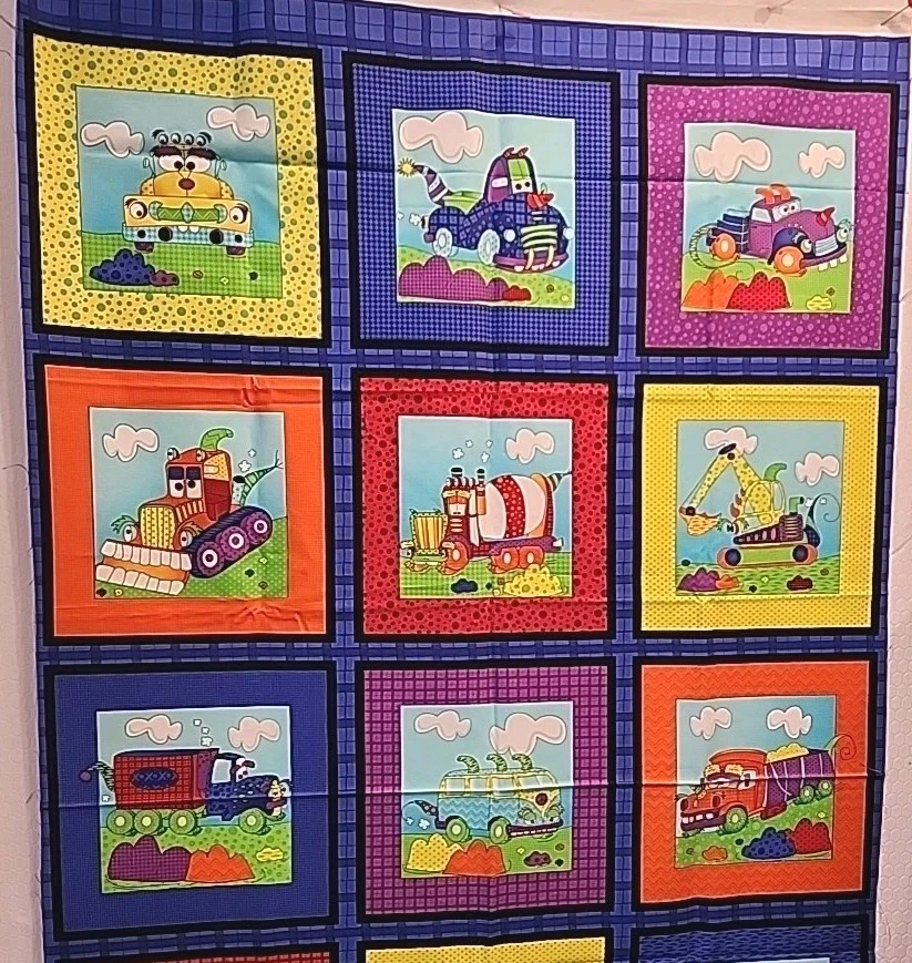 Panel solo bloques Monster Trucks de Sue Marsh niños/niños 24" de ancho x 44" de largo Foto 2 de 4