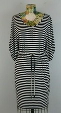 CALVIN KLEIN Batwing Blue & White Striped Casual Dress Women's 2 Tie Waist #180
