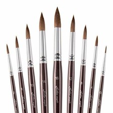[9 Pcs] Watercolor Brushes Artist Round Detail Paint Brush Set,Sable Hair Brush 