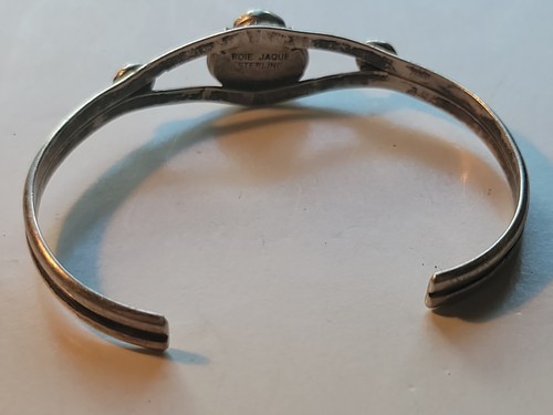 Vintage Signed Roie Jaque Sterling Silver Navajo Purple Stone Cuff Bracelet - Picture 6 of 8