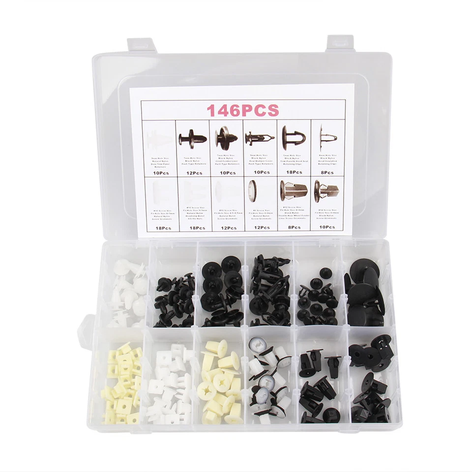 146 PIEZAS Guardabarros Capó Parachoques Tapicería Panel Puerta Clip Retenedor Sujetador Para Toyota Foto 2 de 4