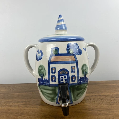 M A Hadley Pottery Farm House Drink Beverage Dispenser Crock & Lid Cottage Core