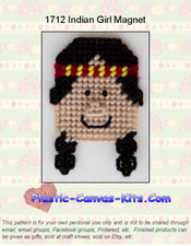 Thanksgiving Indian Girl Magnet-Plastic Canvas Pattern or Kit