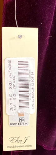 ELIZA J Ciruela Terciopelo Terciopelo Plisado Cuello Simulado Blusa Halter Vestido Talla 12 ¡Nuevo! - Imagen 18 de 24