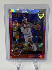 2019 - 20 Nba Hoops Premiu RJ Barrett Tribute Red Cracked Ice Rc #298 NYK Knicks