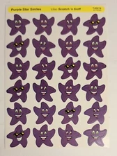 Vtg Trend Stinky Scratch N Sniff Stickers Lilac Purple Star Smiles