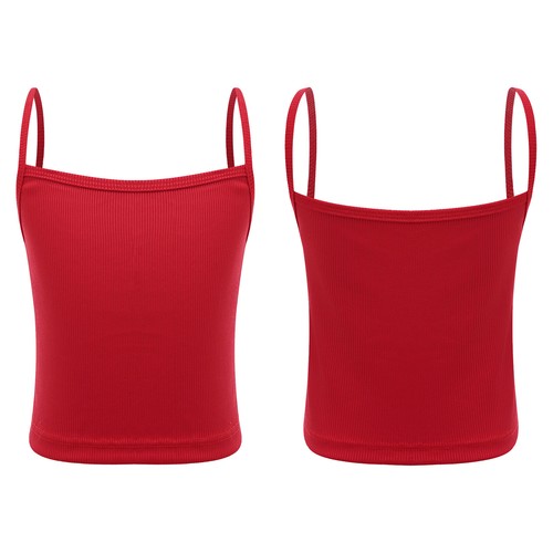 Kids Girls Spaghetti Straps Crop Top Ribbed Camisole Undershirt Dance Swimming - Picture 55 of 65