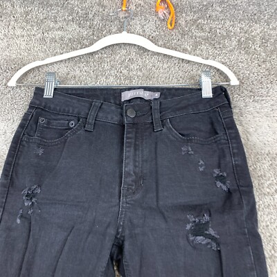 Just USA Skinny Leg Jeans Women's Size Black Denim Frayed Mid