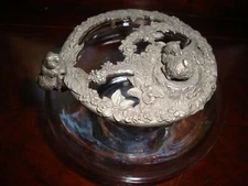 Vintage 1989 Radcliffe Pewter Bunny Rabbits Potpourri Lid and Bowl Easter