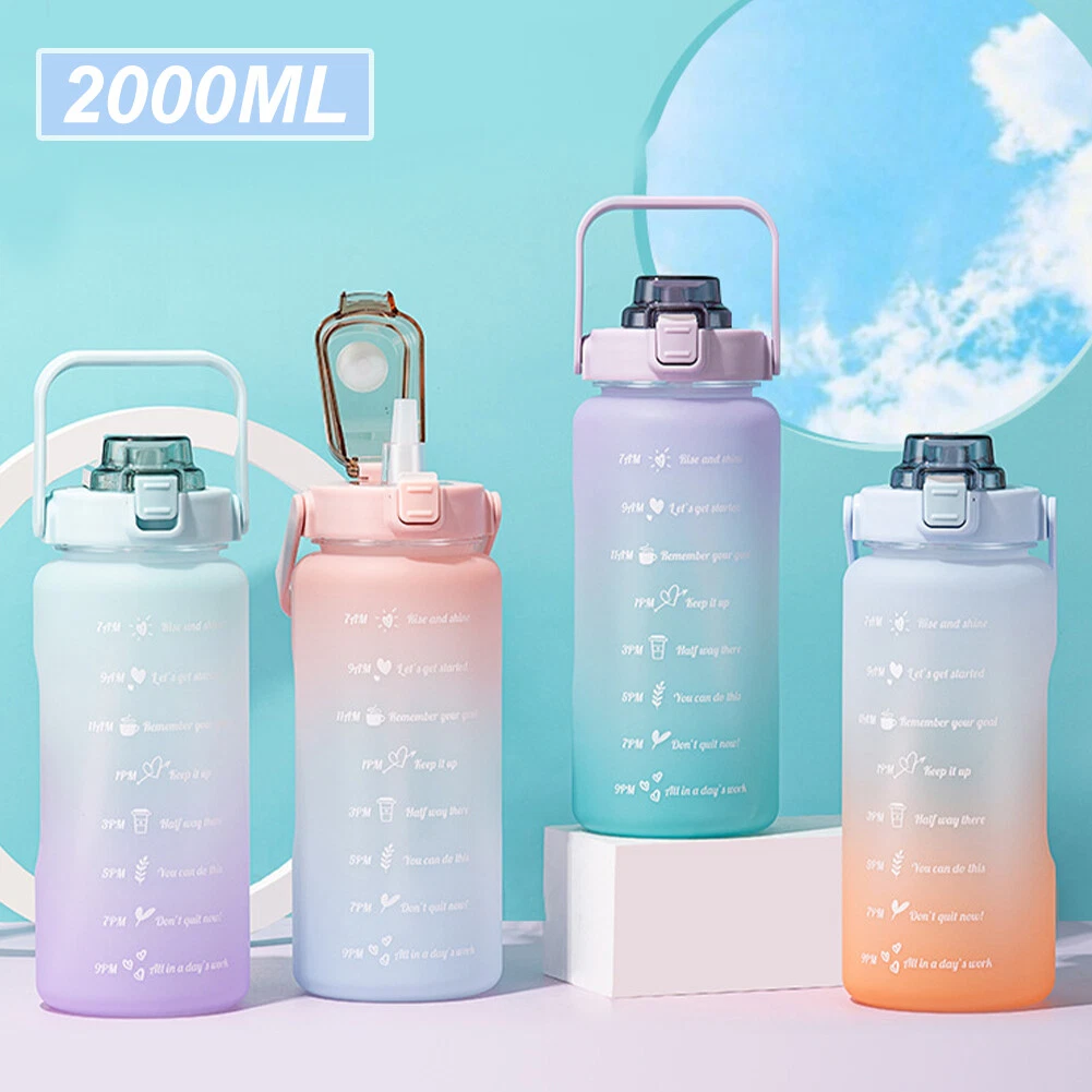 Big Sale! 64oz Large Water Bottle with Straw Time Marker Leakproof