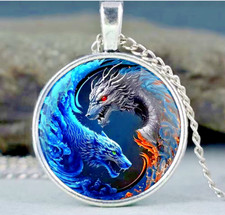 Exciting YING YANG DRAGONS Pendant on 925 Sterling Silver 20" 21" 22" Necklace