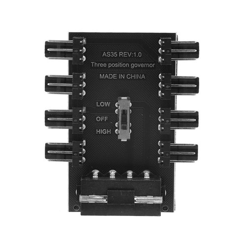PC Speed Controller Adapter 3-level 12V Power Supply Cooler for 8-way Fans Hot - Afbeelding 3 van 8