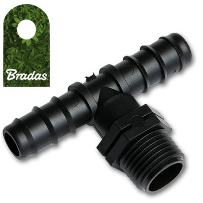 T-Stück m.AG 3/4' f. Tropfschlauch m. Schlauchstecker 25mm Verteiler Bradas 7409