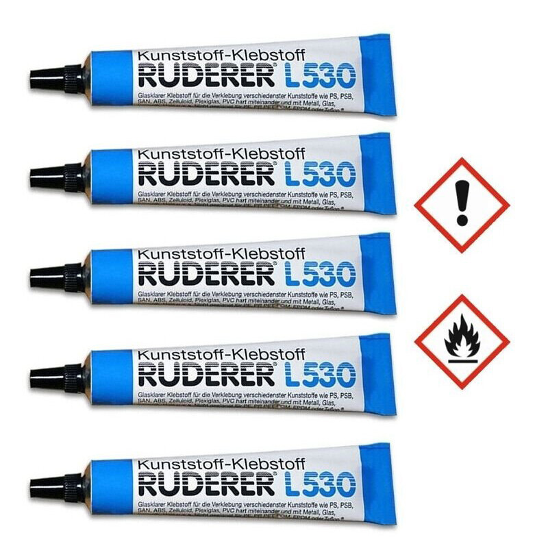 (239,90 EUR/kg) 5 x Remero Plástico Pegamento L530 20g Pegamento Especial ABS PLA PVC