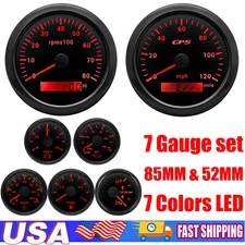 7 Gauge Set 85mm GPS Speedometer 0-120 MPH Tachometer for Marine Boat Car Truck