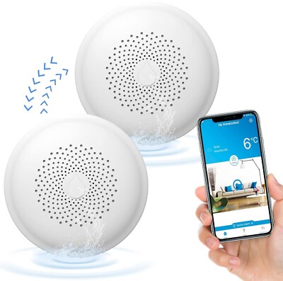 Ecoey Smart WiFi Water Leak Detector, Water Sensor Alarm 2Pack