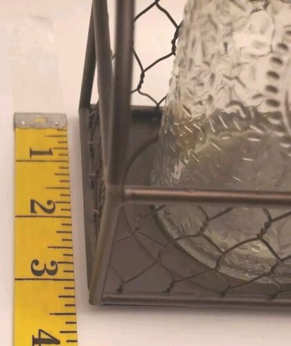 3 Glass Bottles w/ Chicken Wire Carrier, Farmhouse Decorations - Picture 3 of 7