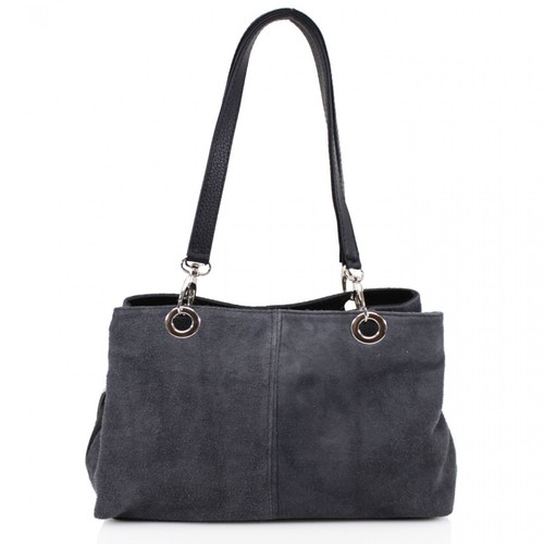 Kleine Damen-Schultertasche aus italienischem Wildleder Dreifachfachfach Obergriff - Bild 9 von 21