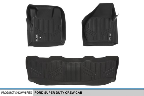 SMARTLINER Custom Fit Floor Mats Liner Set 2008-2010 Ford Super Duty Crew Cab - Picture 5 of 5