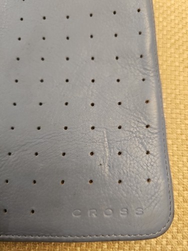 CROSS DOUBLE BILLFOLD WALLET IN PERFORATED LEATHER. BLUE AND BROWN - Picture 3 of 10