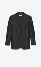Insane SAINT LAURENT Paris Blazer Flowers Embroidered BLACK 54 Toned Tuxedo XL