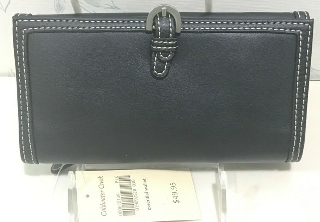 NEW Ladies COLDWATER CREEK Black Leather WALLET Credit Card CHECKBOOK 