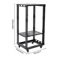 18U 4 Post Open Frame Network Server Rack Holder on Caters Adjustable 0-31.5"