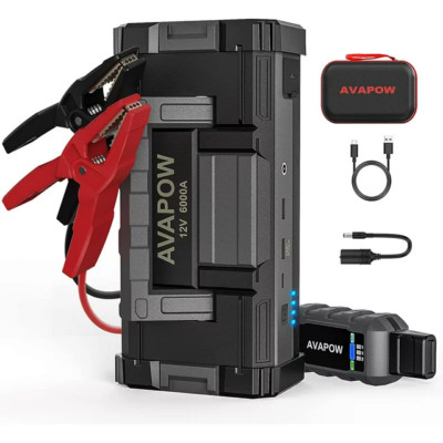     AVAPOW 6000AMP Peak Car Jump Starter  w/ Dual USB Quick Charge & DC     