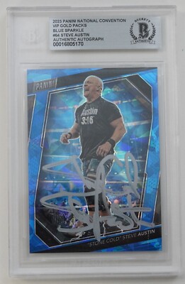Stone Cold Steve Austin Signed 2023 Panini National Blue Card #64