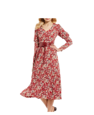 Antonio Melani Chloe Red Floral Dress Size 4 Puff sleeve Dress NWOT | eBay