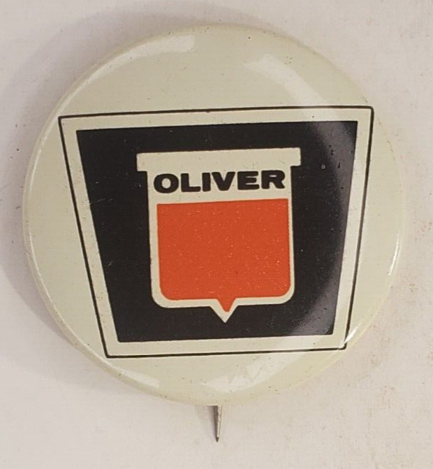Vintage oliver tractor farm equipment advertising pinback button
