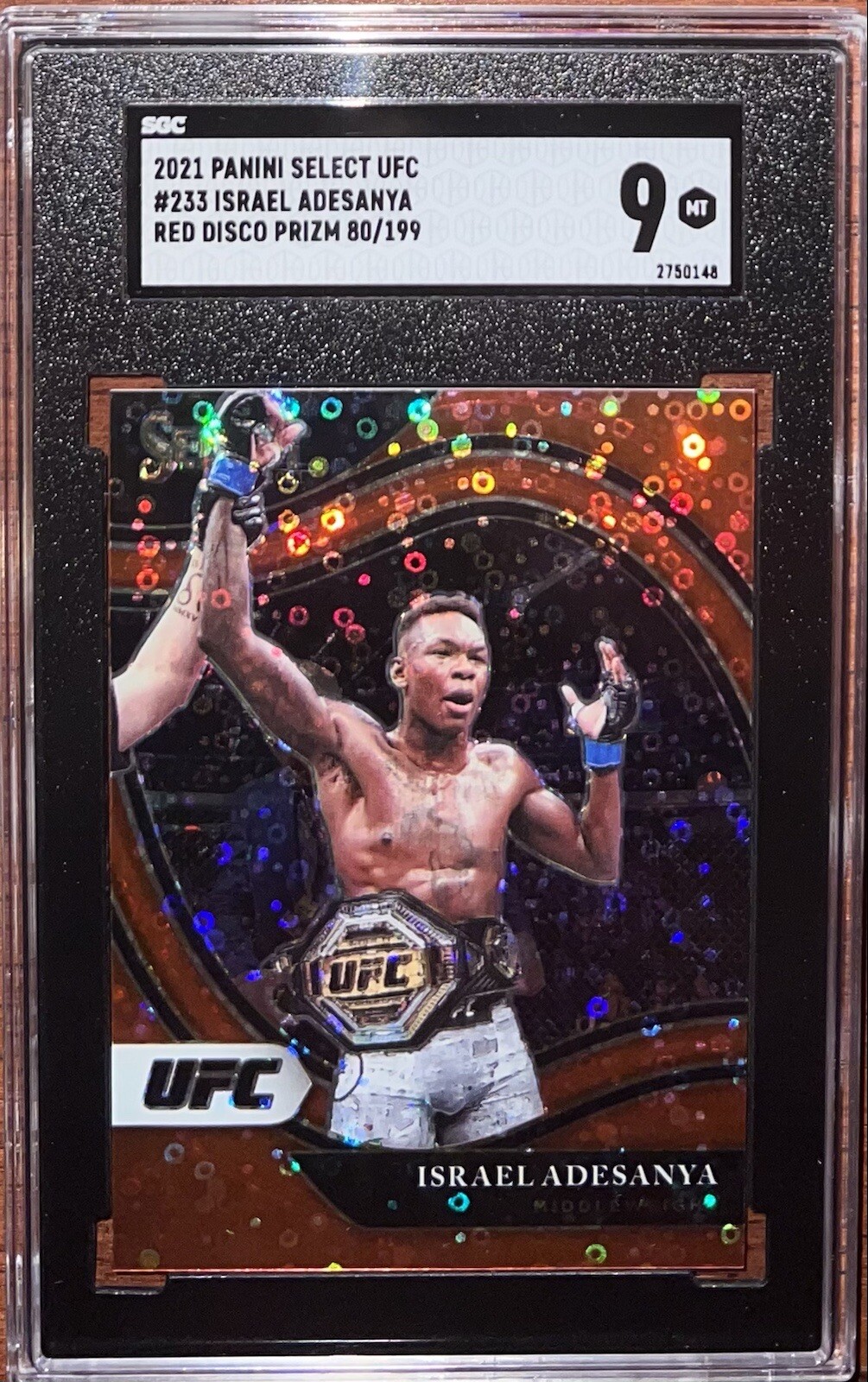 2021 Panini Select UFC H2 ISRAEL ADESANYA RED Disco Prizm SP OCTAGONSIDE /199
