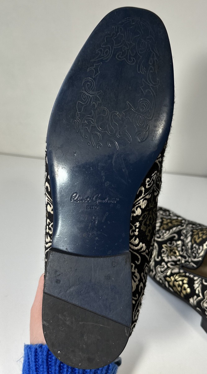 Robert Graham Gibbons Smoking Slipper Loafer Black Gold  display picture 2
