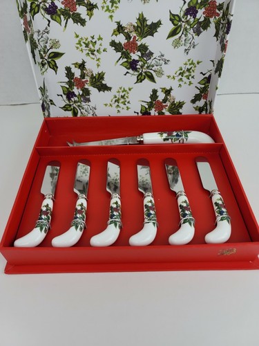 Cuchillo de queso Portmeirion acebo e hiedra 6 esparcidores asas decorativas de cerámica - Imagen 9 de 11