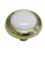Style Selections Round Cabinet Knobs Polished Brass White #231721