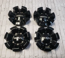 Set of 4 BOSS MOTORSPORTS Gloss Black Center Caps 3238
