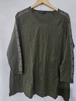 Frank Usher Green top with star design Full Sleeve T-shirt size S