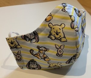 Download Three Layered Face Mask 100 Cotton Med Adult Winnie The Pooh With Nose Wire Ebay
