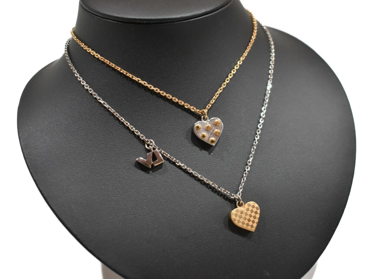 LOUIS VUITTON Pandan Tiff Spiky Valentine Necklace LV Heart M67029