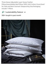 Three Geese Adjustable Layer Goose Feather Pillow Adjustable Support King New